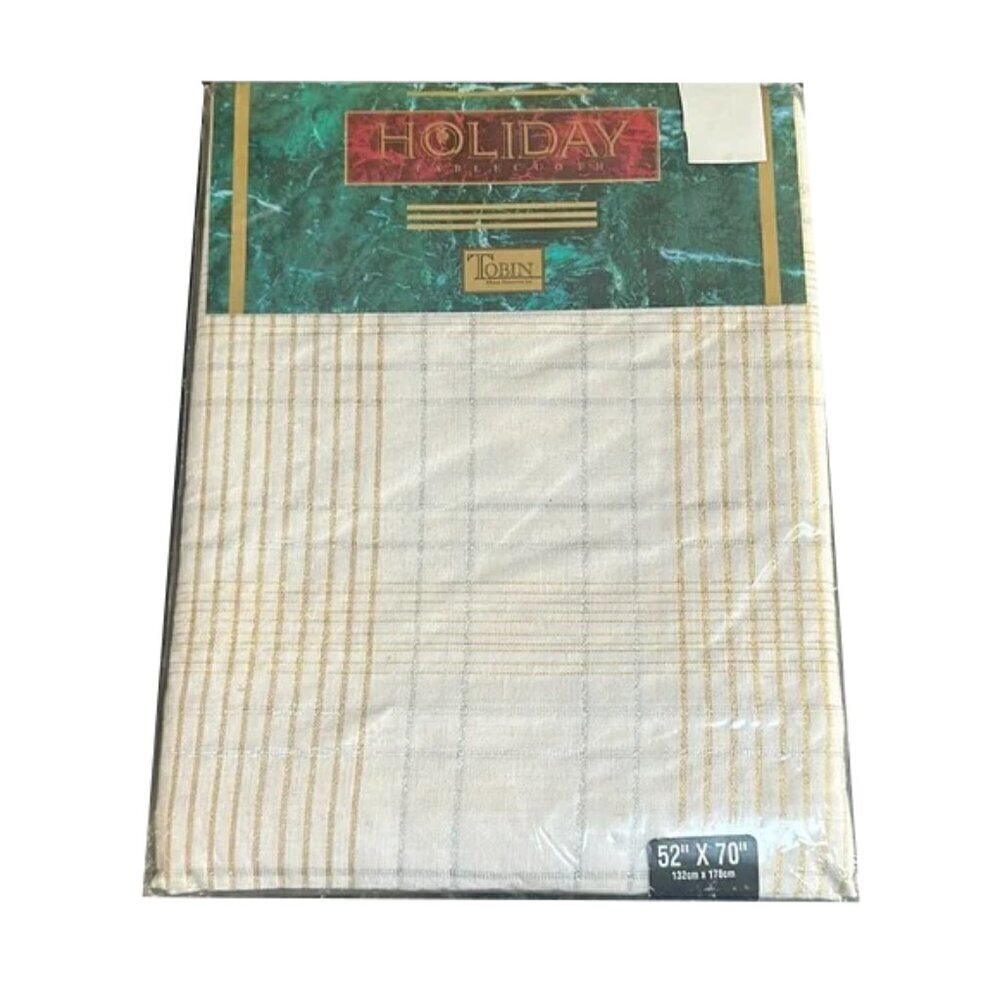 ❤️ 🆕 TOBIN HOME FASHIONS ICICLE TABLECLOTH  gold and silver threading 52” x 70”